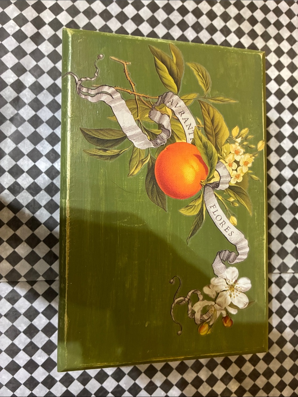 Hand-Painted Olive Green Decorative Riser - Picture 3 of 4